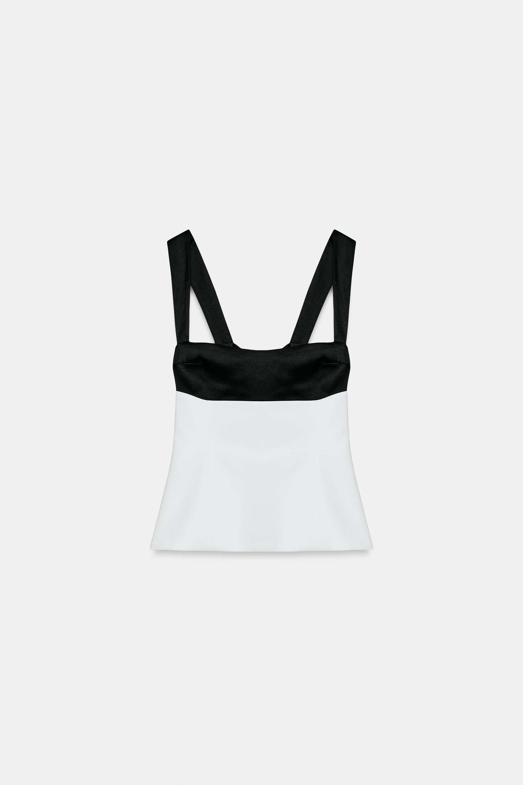 CONTRASTING BACK TIE TOP